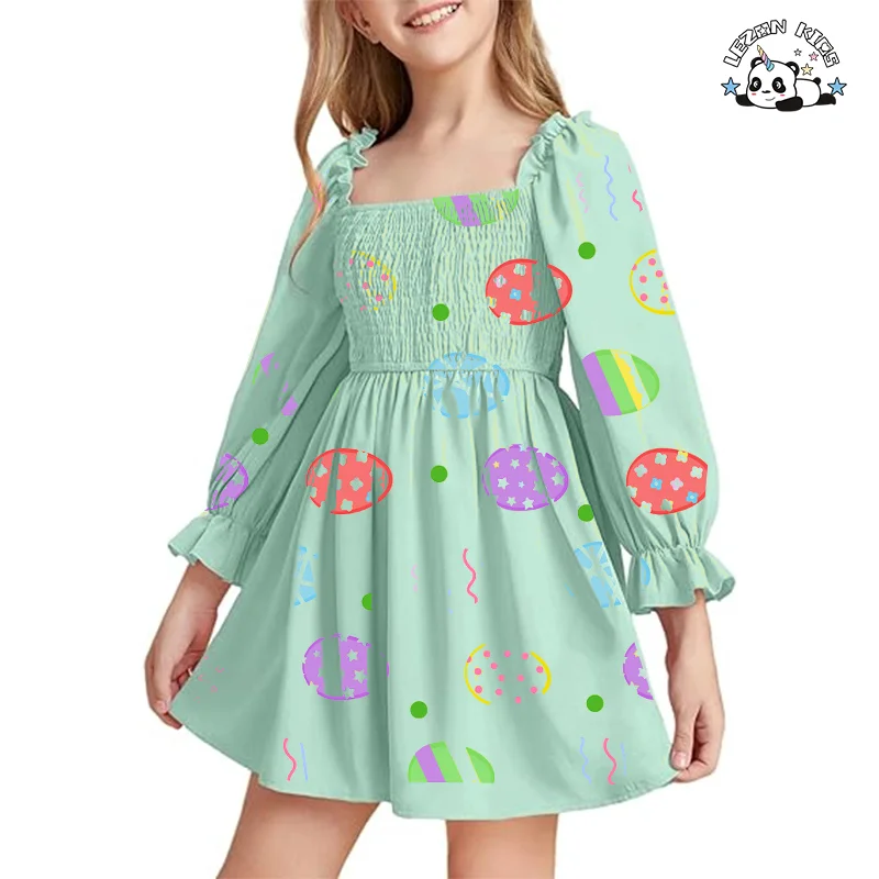 LEZONKIDS - Factory Direct Price Long Sleeve Cute Flower Printing Children's Dress Dresses for Kids Girls